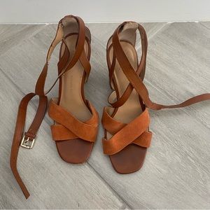 Banana Republic Brown Velvet and Leather Heeled Sandals